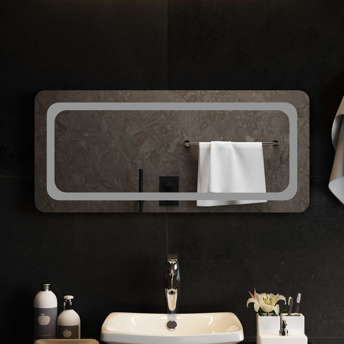 vidaXL LED Badkamer Spiegel Transparant 50 x 30 cm gehard glas