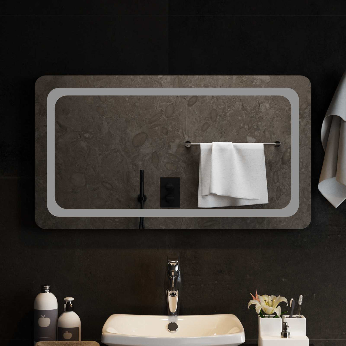 vidaXL LED Badkamer Spiegel Transparant 50 x 30 cm gehard glas