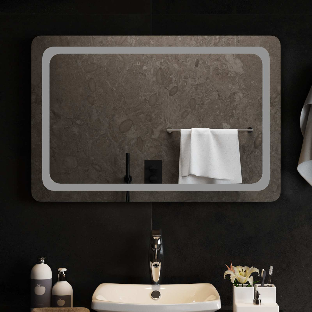 vidaXL LED Badkamer Spiegel Transparant 50 x 30 cm gehard glas