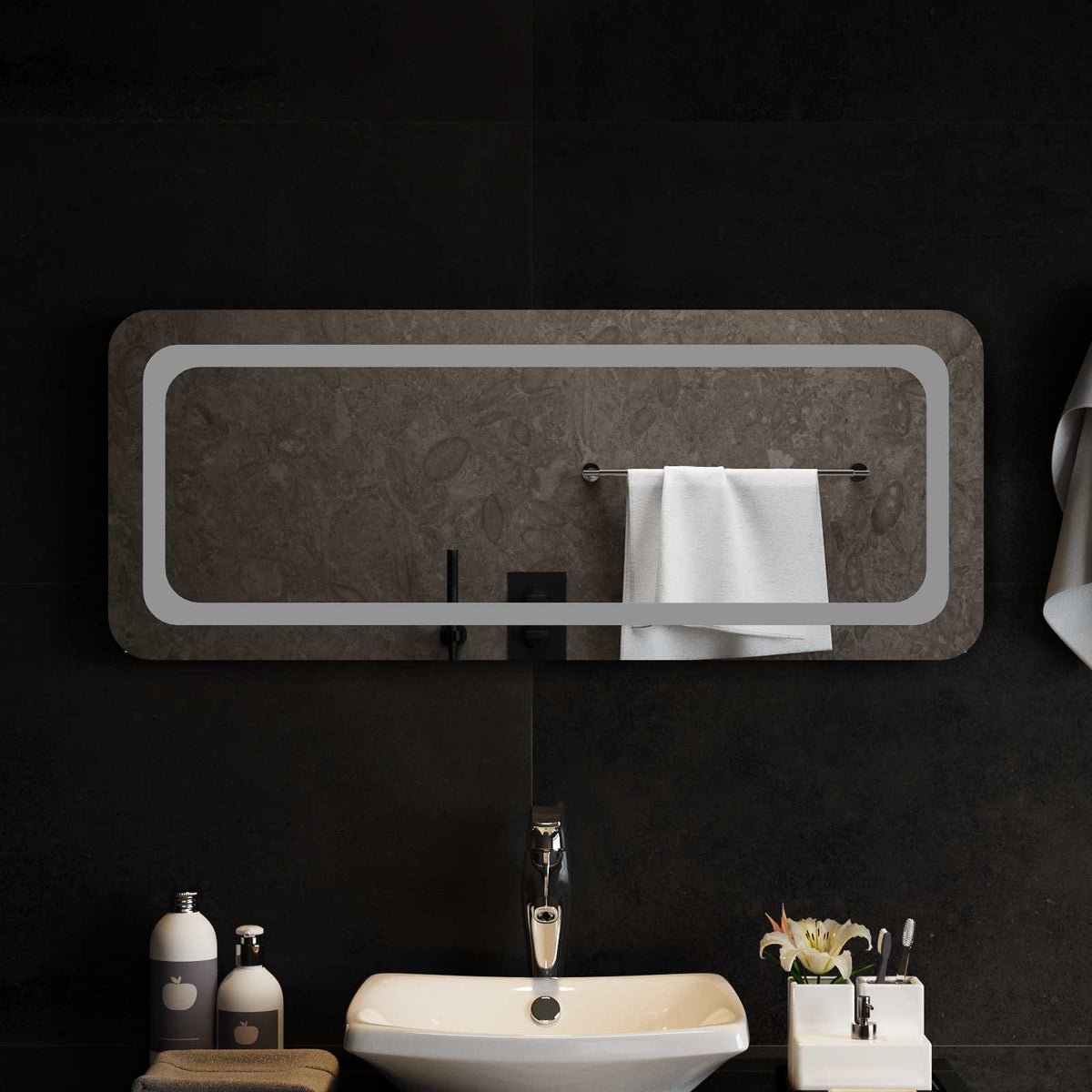vidaXL LED Badkamer Spiegel Transparant 50 x 30 cm gehard glas