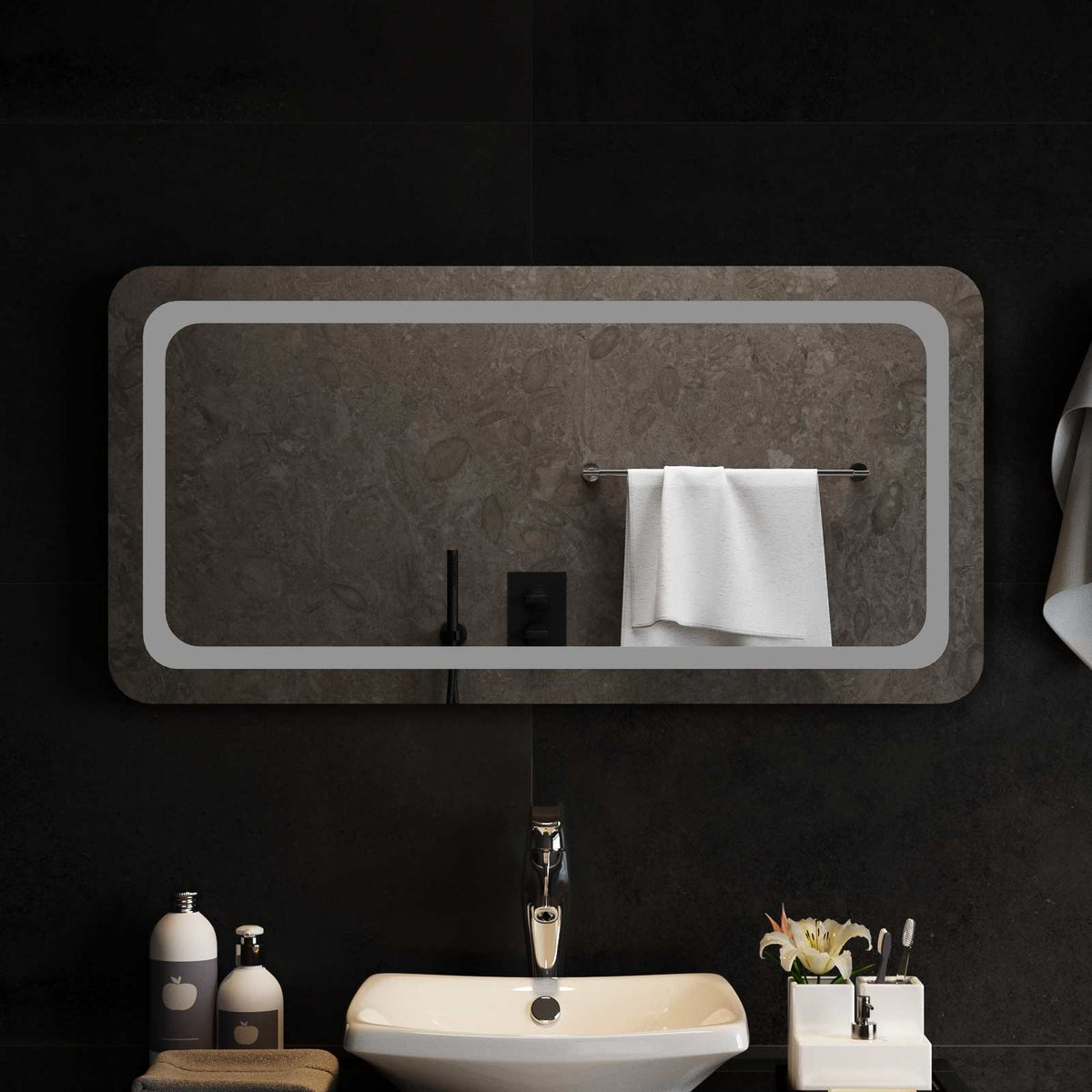vidaXL LED Badkamer Spiegel Transparant 50 x 30 cm gehard glas