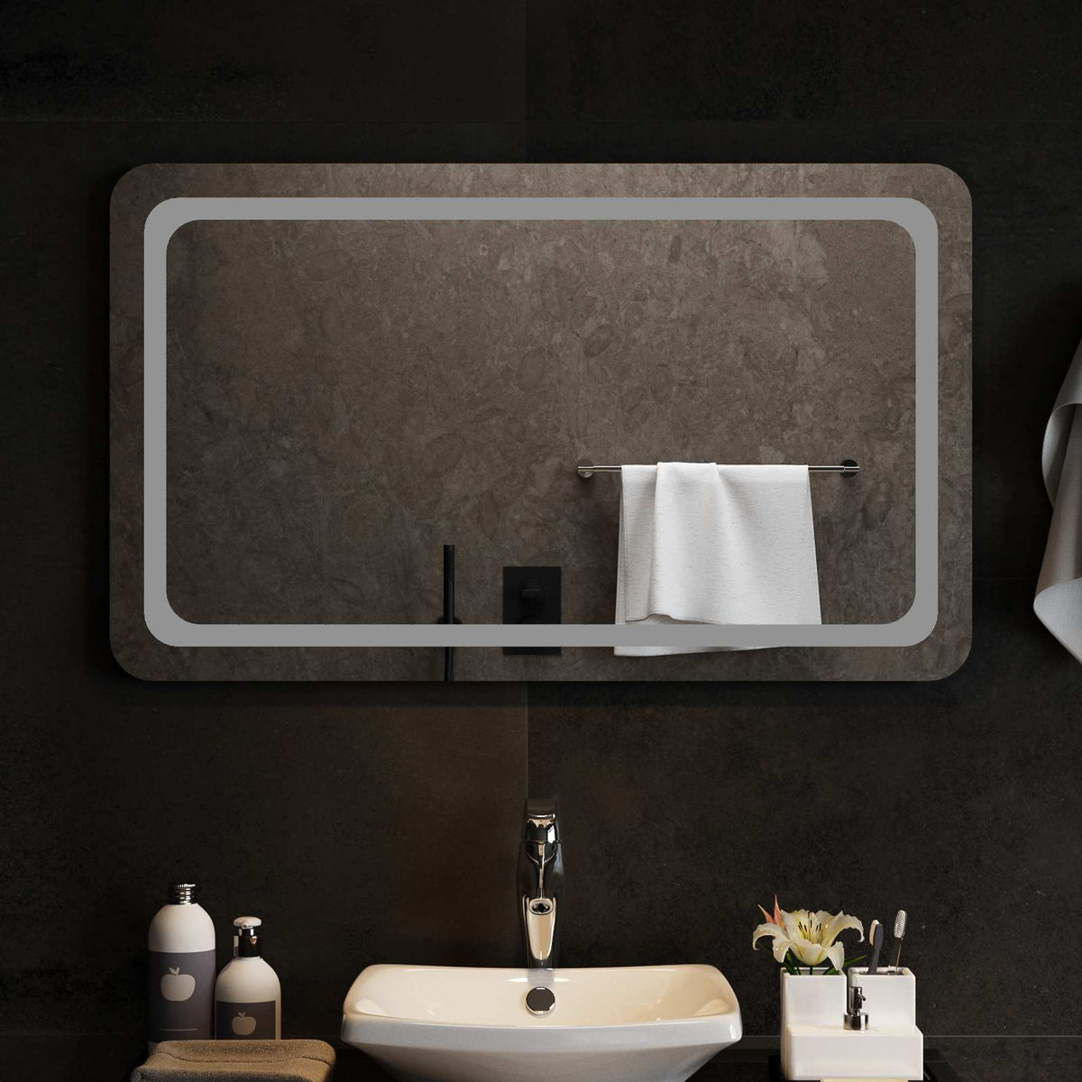 vidaXL LED Badkamer Spiegel Transparant 50 x 30 cm gehard glas