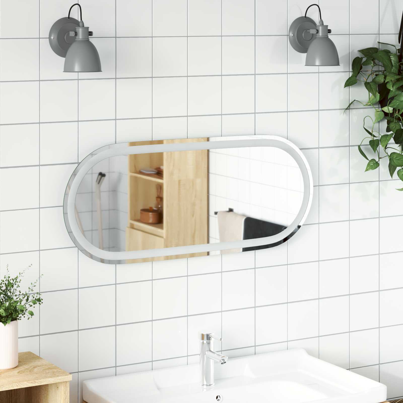 vidaXL LED Badkamer Spiegel Transparant 70 x 30 cm gehard glas