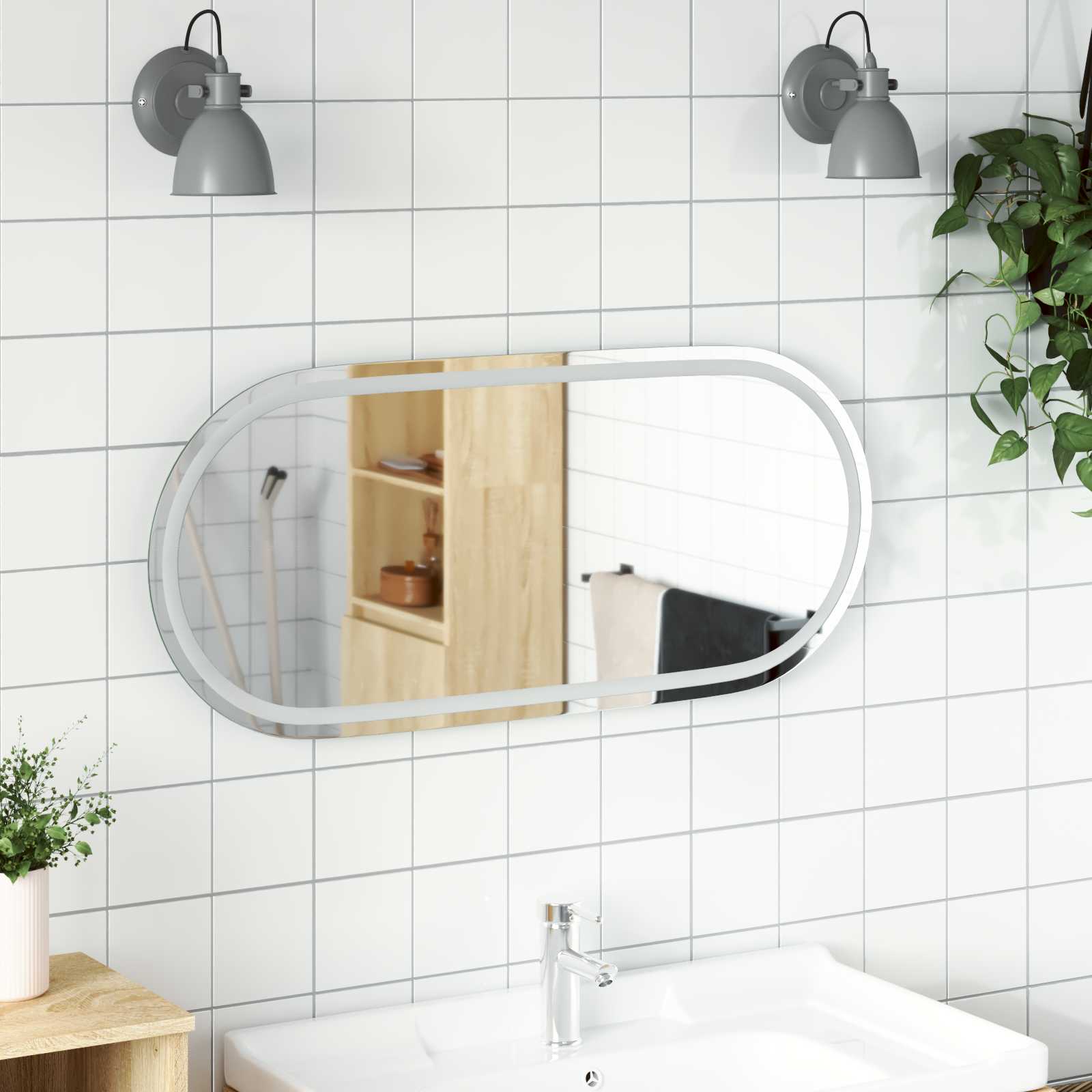 vidaXL LED Badkamer Spiegel Transparant 70 x 30 cm gehard glas