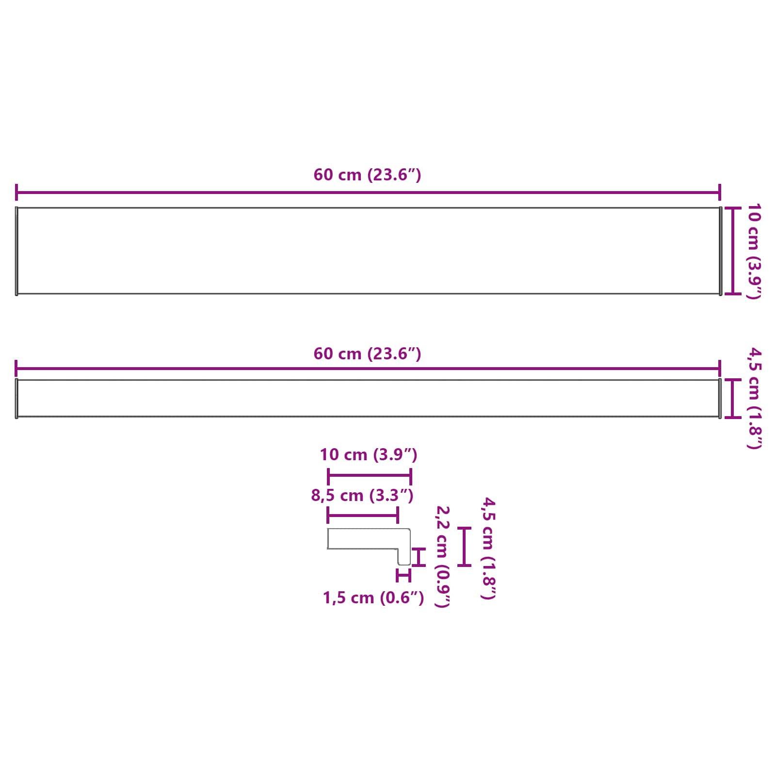vidaXL Raamsokkel Wit 80 x 10 x 4,5 cm PVC gemengd met UPVC