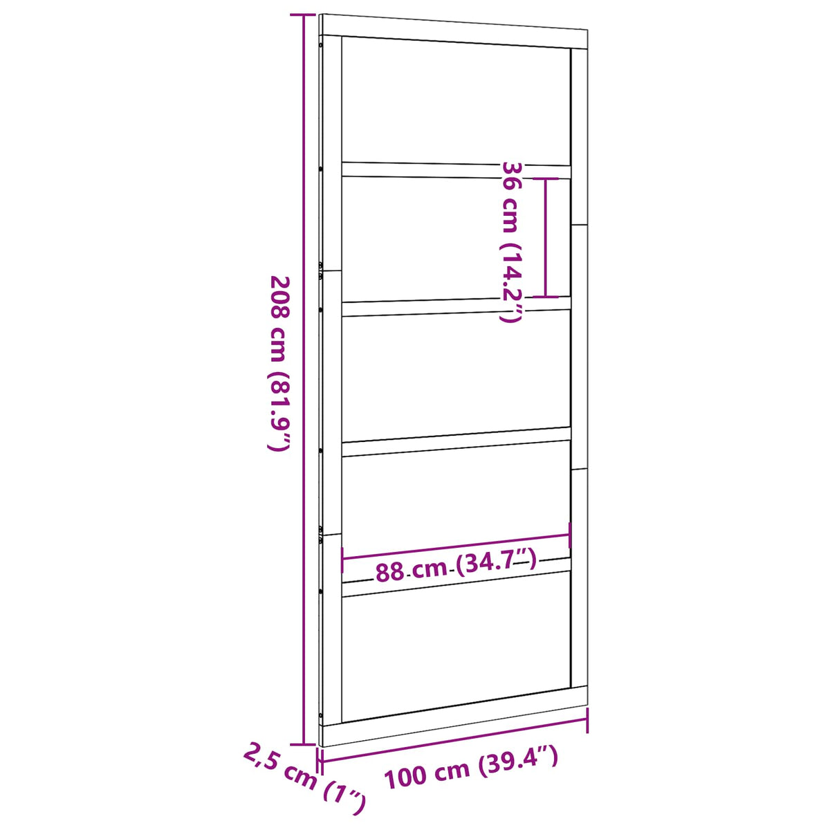 vidaXL Schuifdeur Wit 100x208 cm Massief Hout Vuren