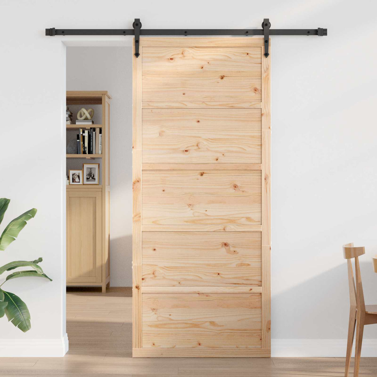 vidaXL Schuifdeur Wit 100x208 cm Massief Hout Vuren