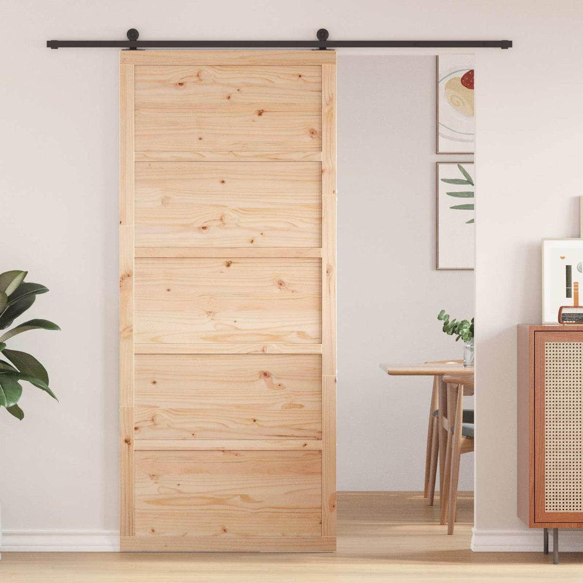 vidaXL Schuifdeur Wit 100x208 cm Massief Hout Vuren