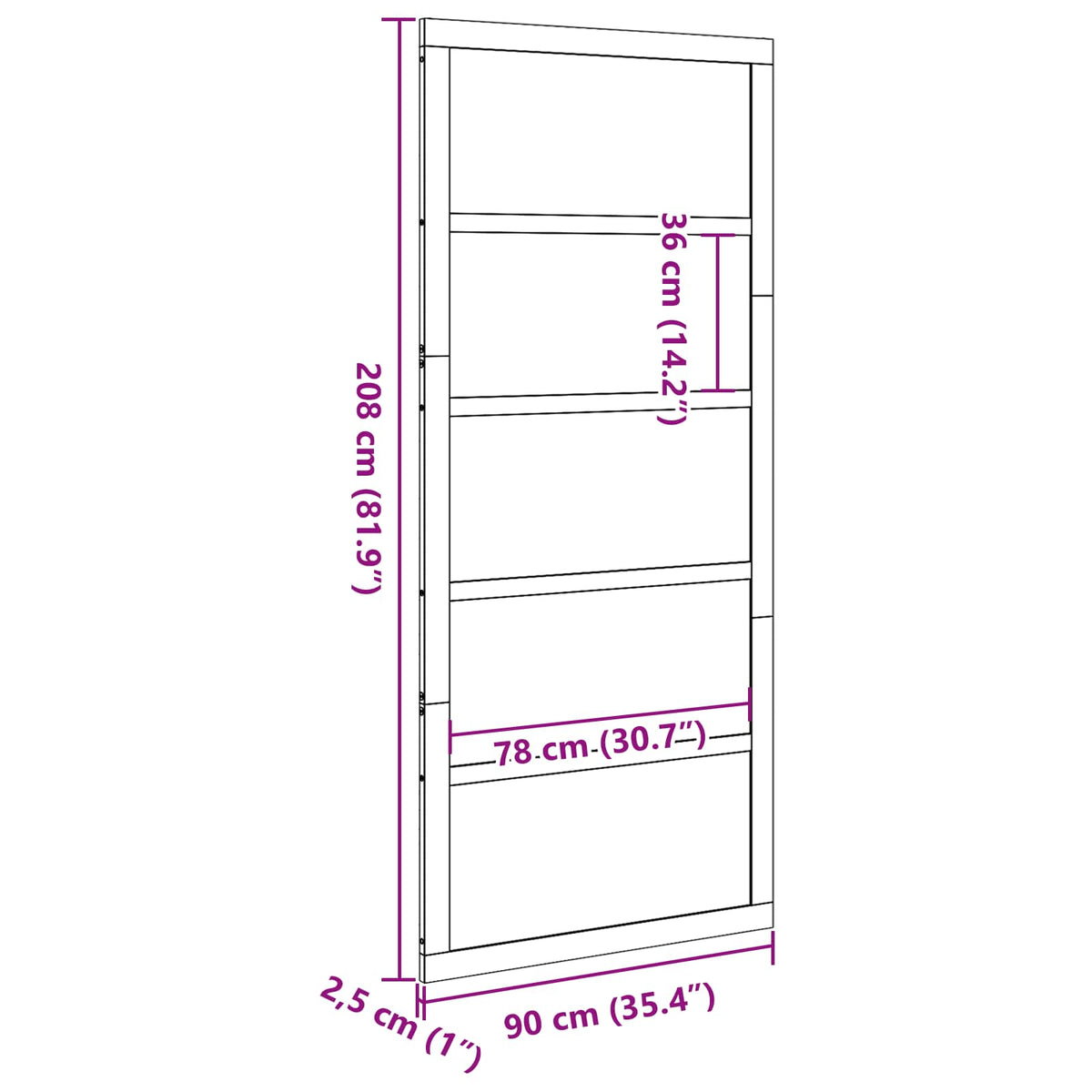 vidaXL Schuifdeur Bruin 100 x 210 cm Massief grenenhout