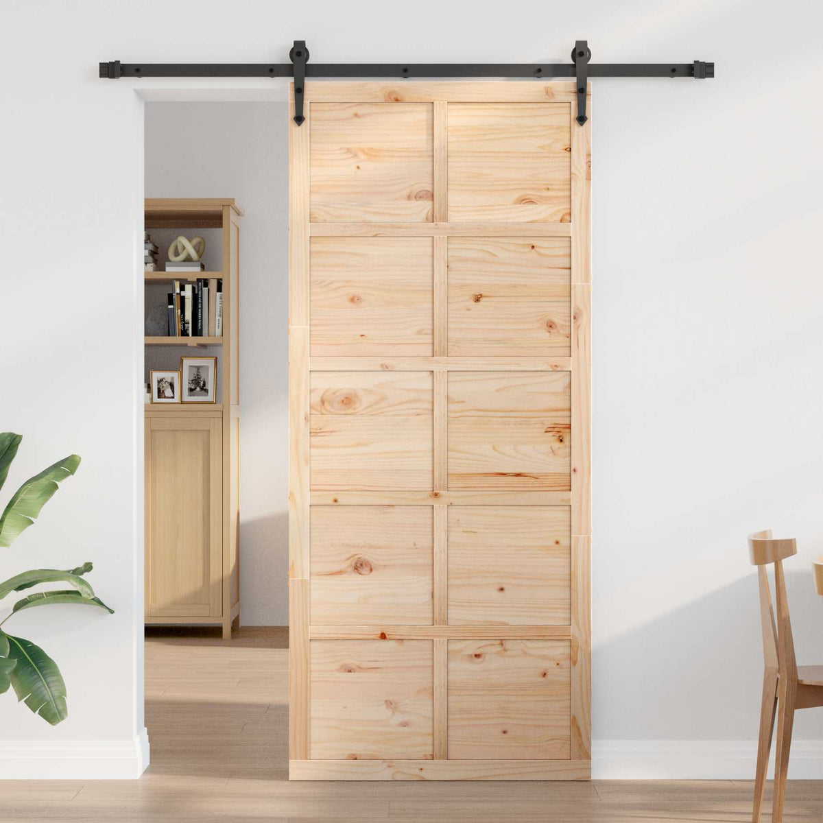 vidaXL Schuifdeur Bruin 100 x 210 cm Massief grenenhout
