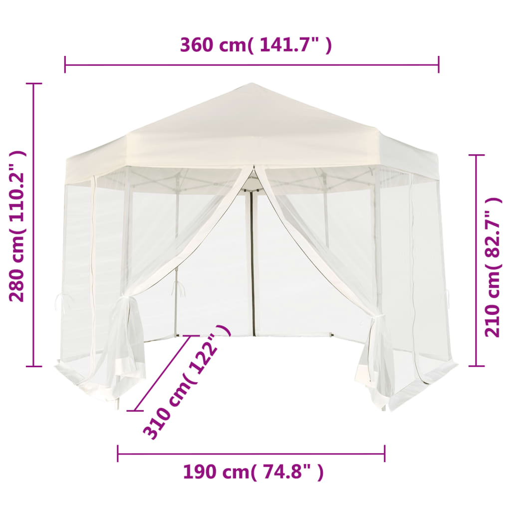 vidaXL Partytent met wanden zeshoekig 3,6x3,1 m taupe 220 g/m²