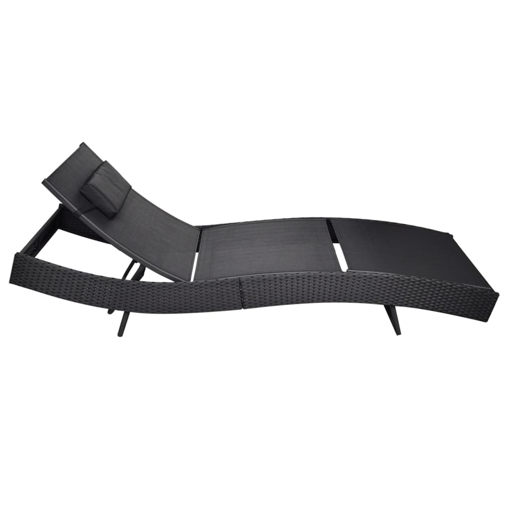 vidaXL Ligbed poly rattan zwart