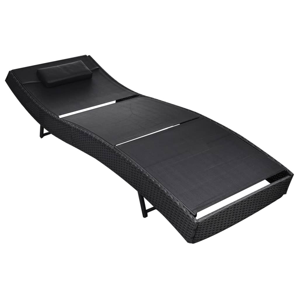 vidaXL Ligbed poly rattan zwart