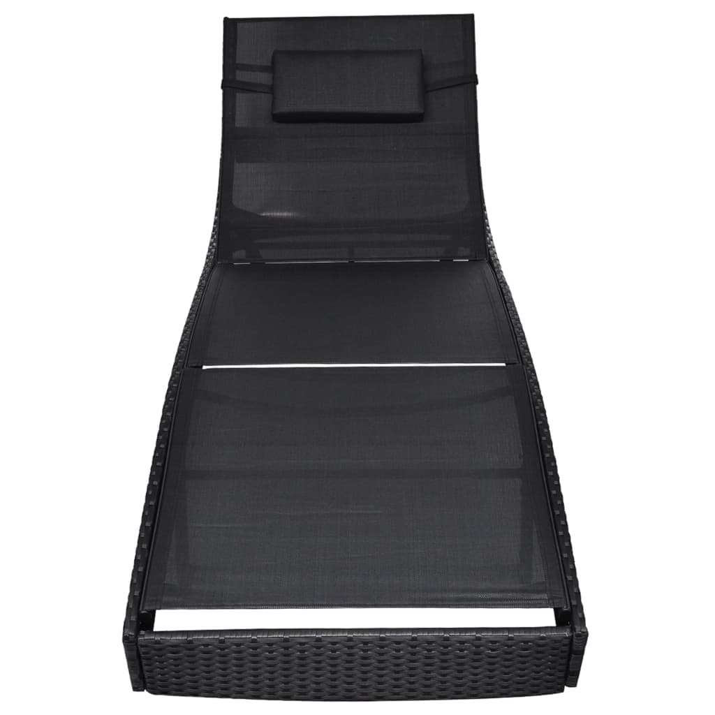 vidaXL Ligbed poly rattan zwart