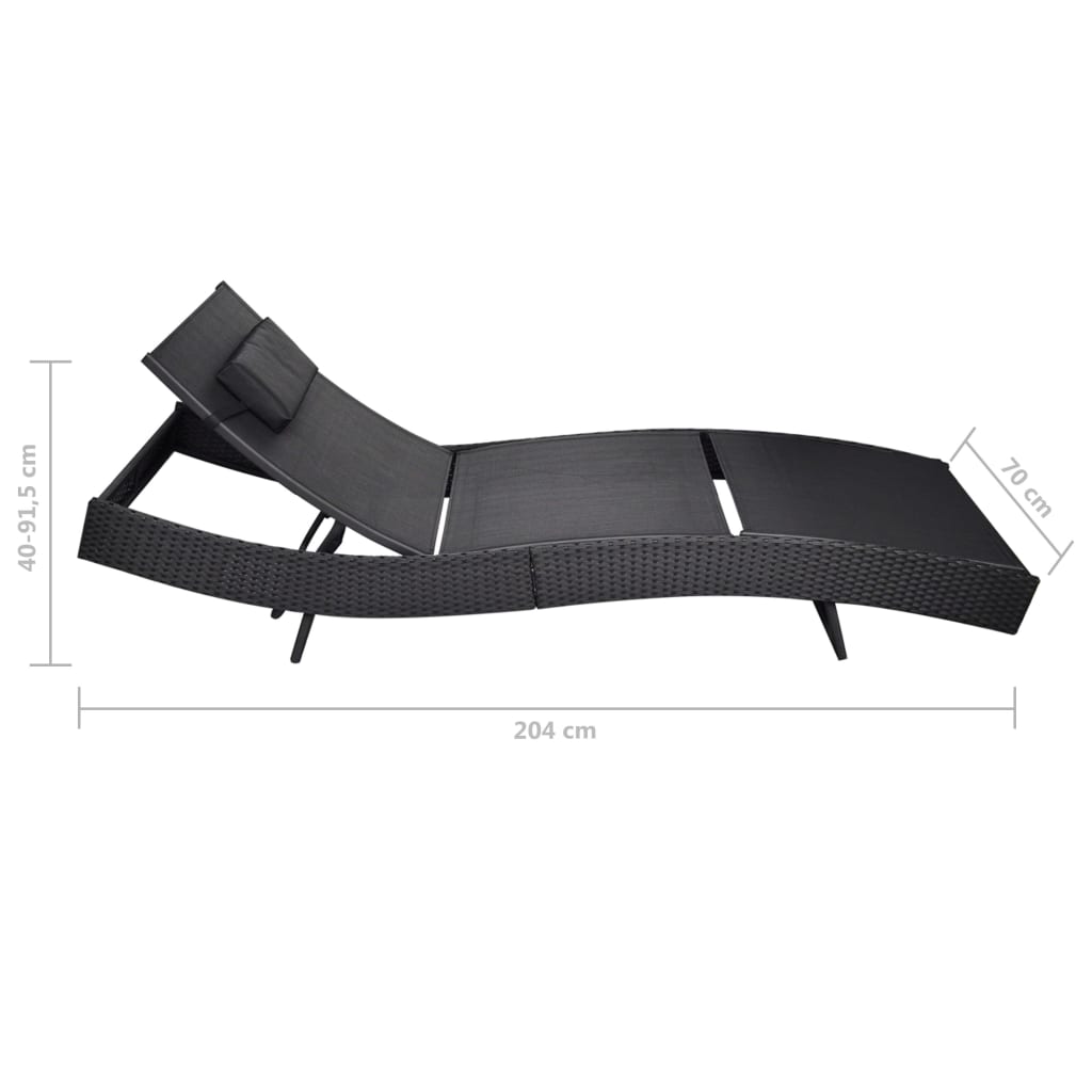 vidaXL Ligbed poly rattan zwart