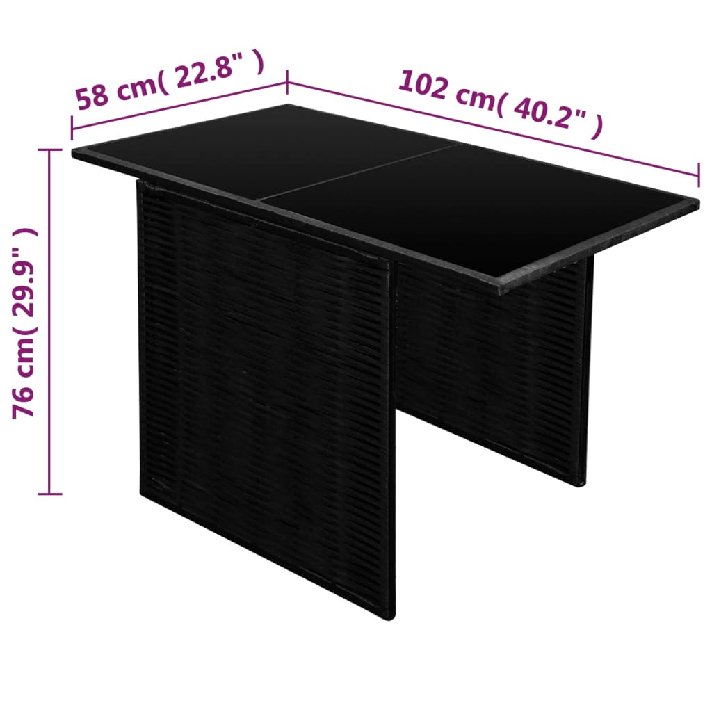 vidaXL 3-delige Bistroset met kussens poly rattan zwart