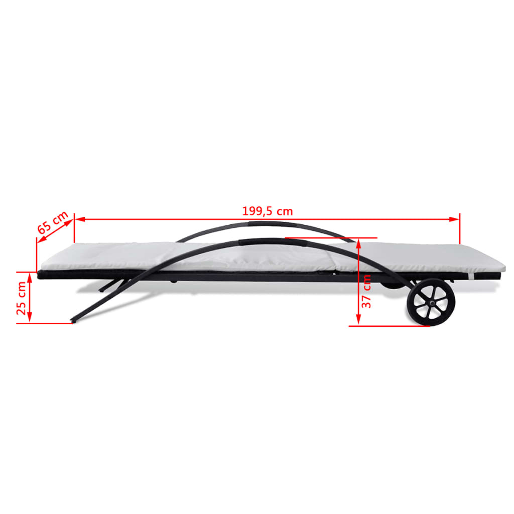 vidaXL Ligbedden met tafel poly rattan zwart