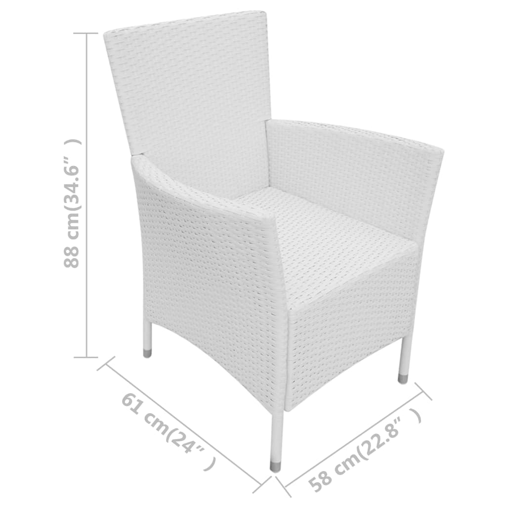 vidaXL Tuinstoelen 2 st met kussens poly rattan crèmewit