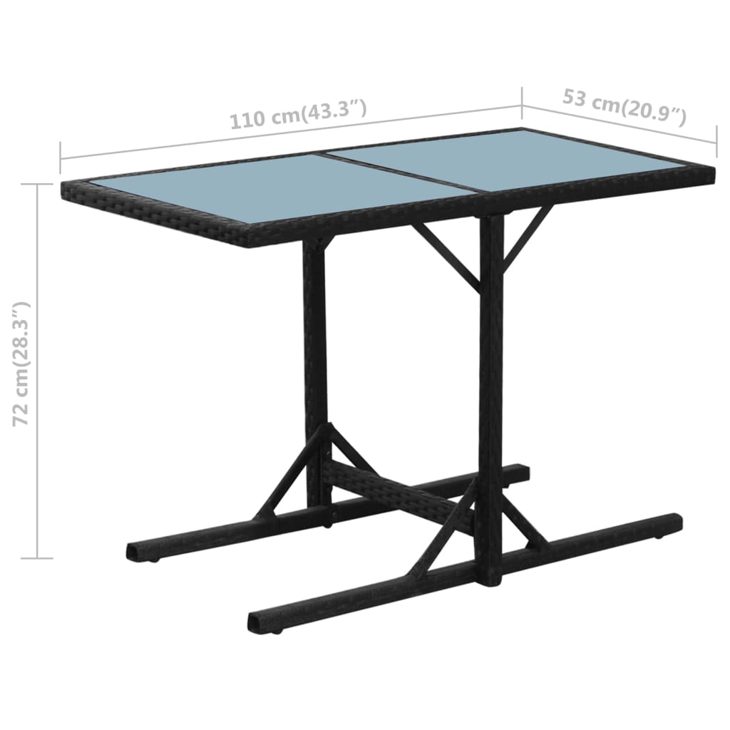 vidaXL 3-delige Bistroset met kussens poly rattan zwart