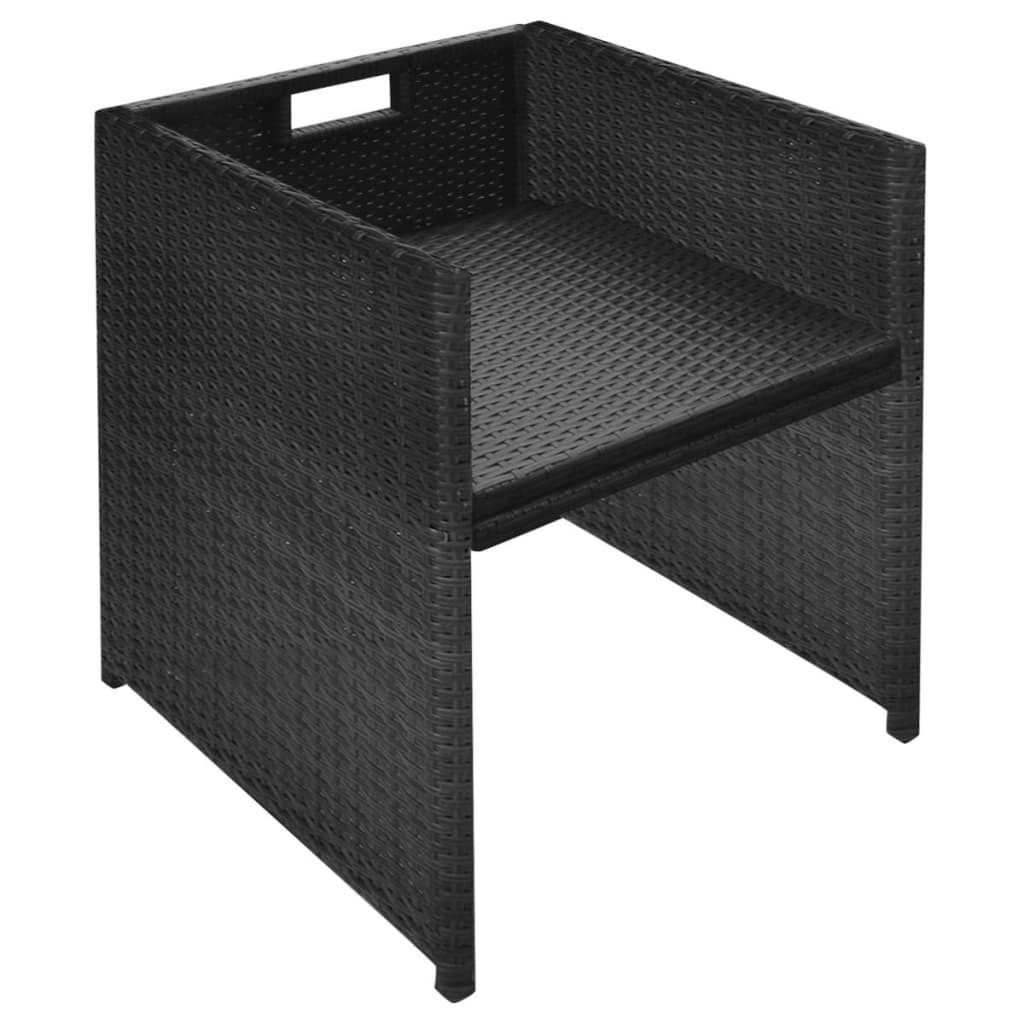 vidaXL 3-delige Bistroset met kussens poly rattan zwart