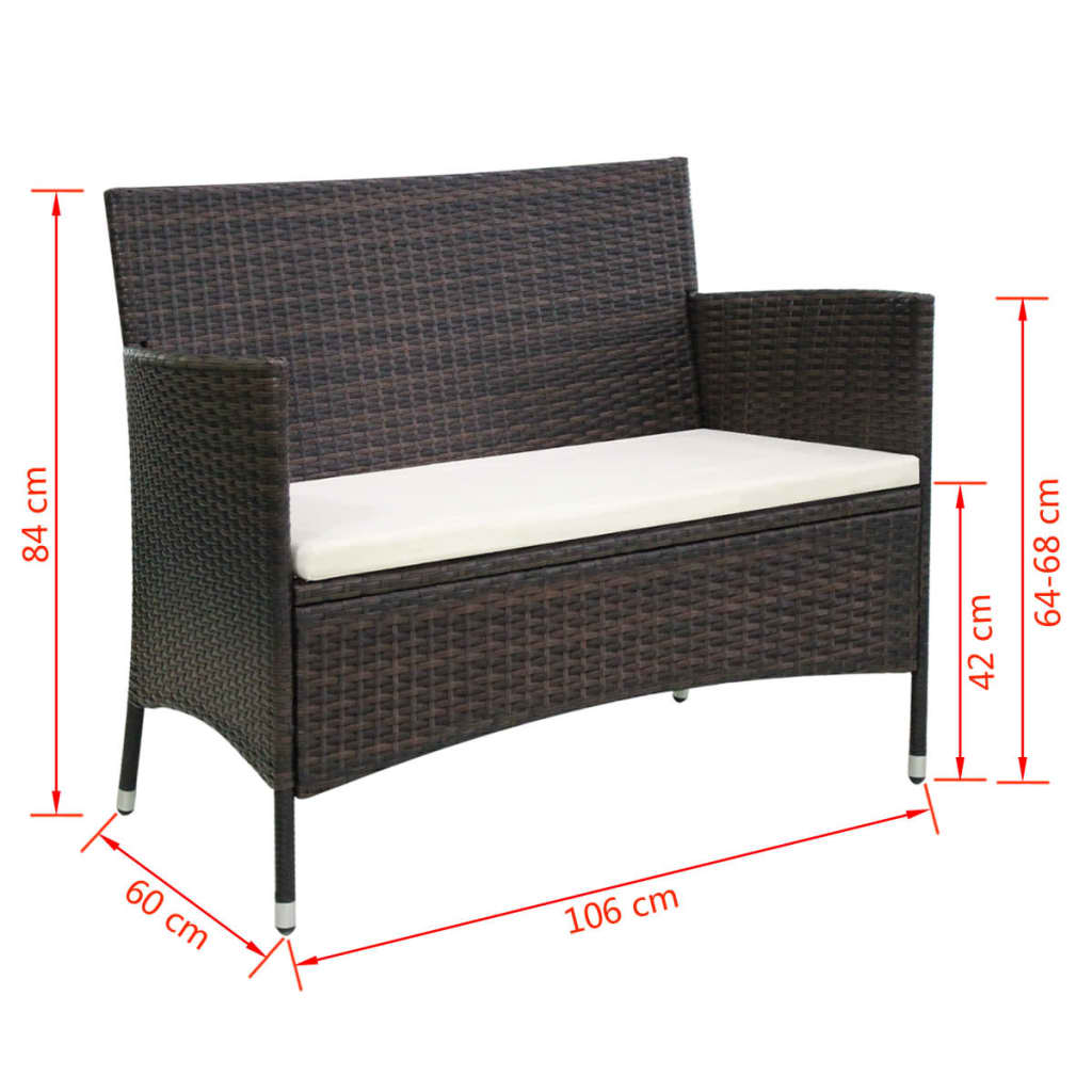 vidaXL Tuinbank 90 cm poly rattan zwart