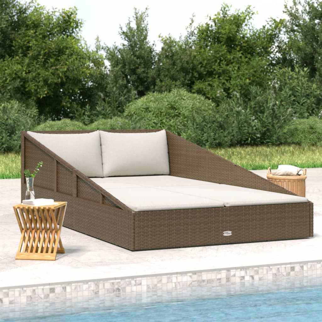 vidaXL Tuinbed 110x200 cm poly rattan bruin