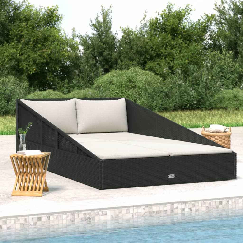 vidaXL Tuinbed 110x200 cm poly rattan bruin