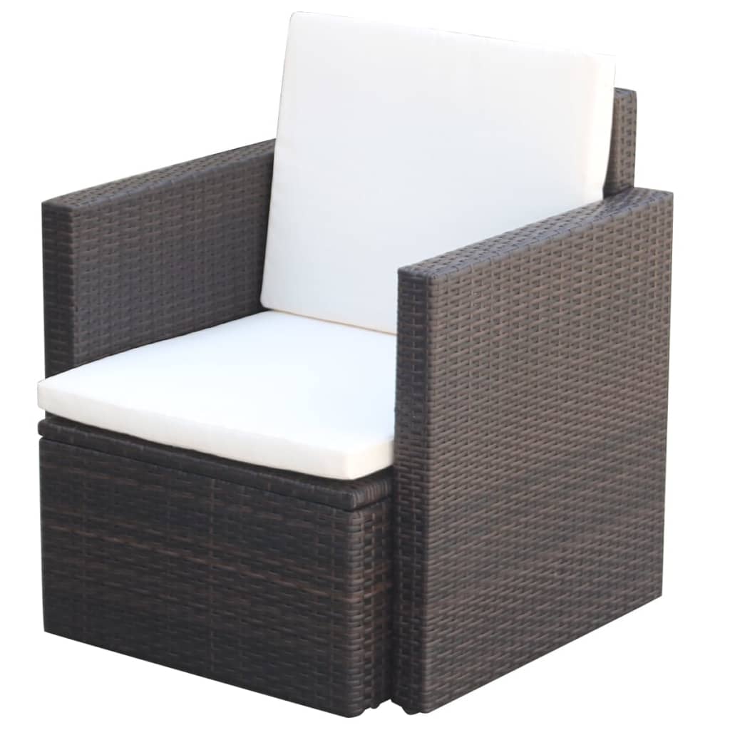 vidaXL Garden chair with cushions poly rattan black