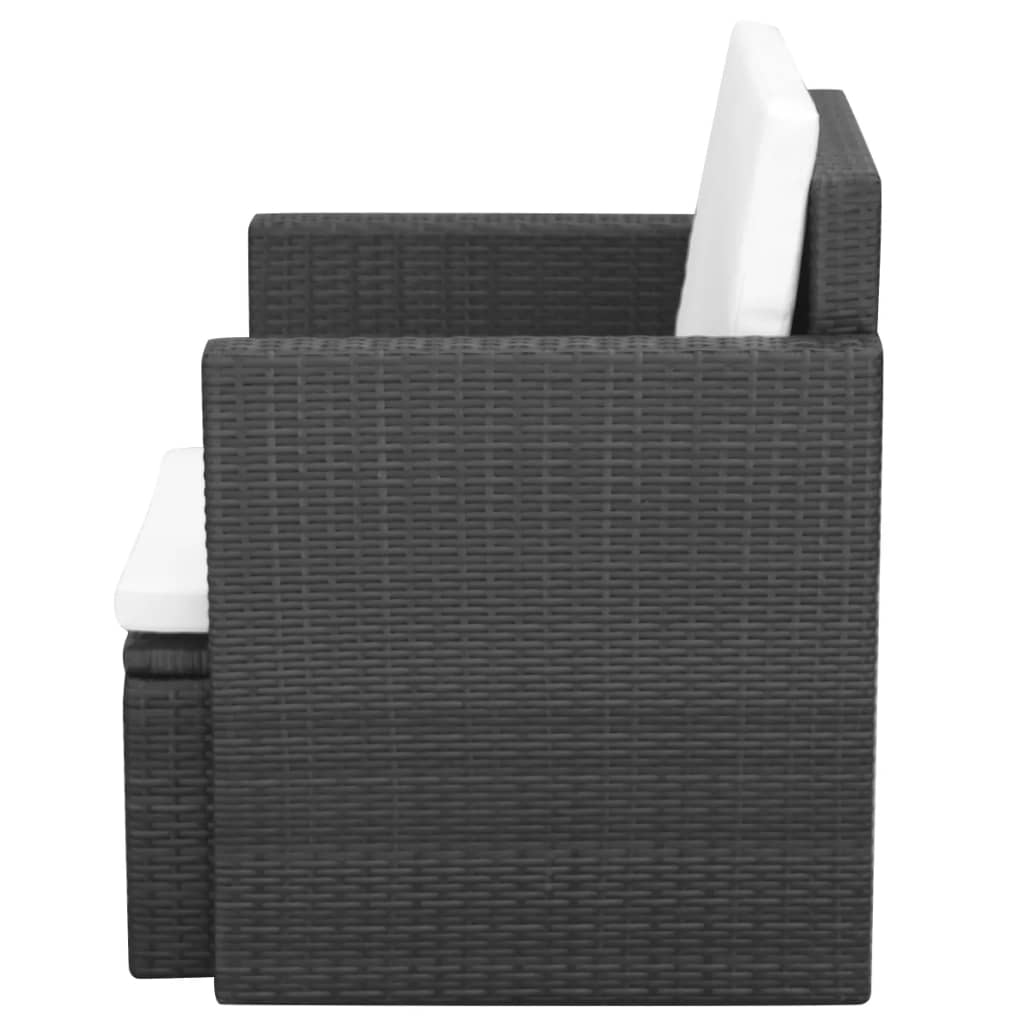 vidaXL Garden chair with cushions poly rattan black