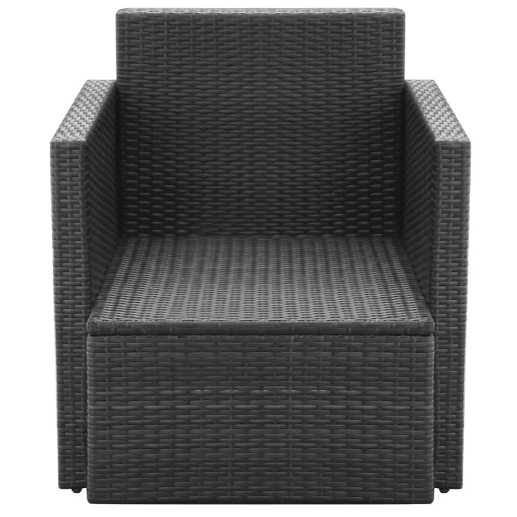 vidaXL Garden chair with cushions poly rattan black