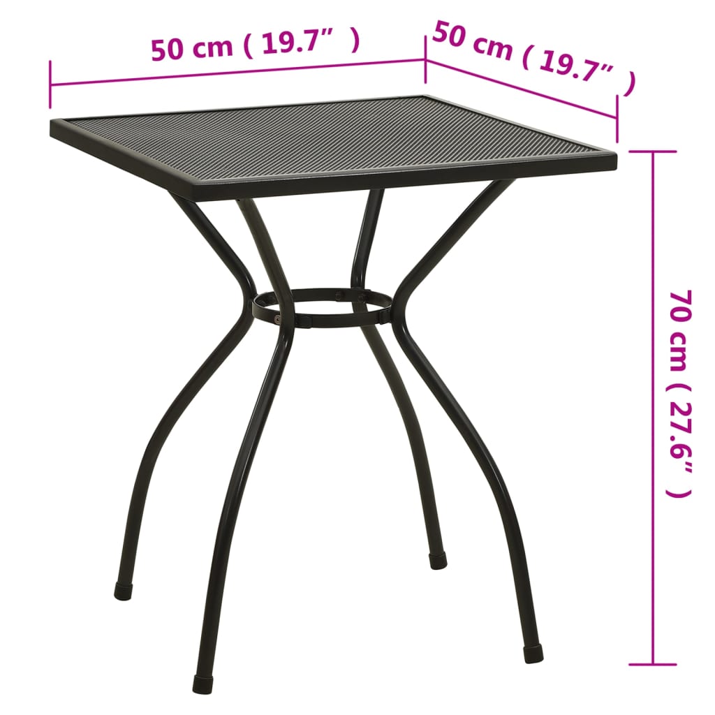 vidaXL Bistrotafel 50x50x70 cm staalgaas