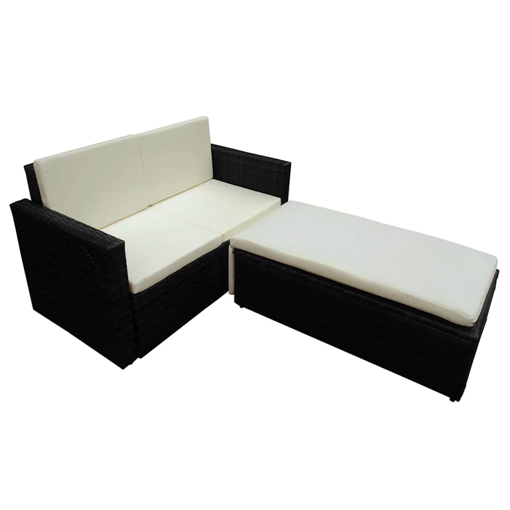 vidaXL 2-delige Loungeset met kussens poly rattan bruin