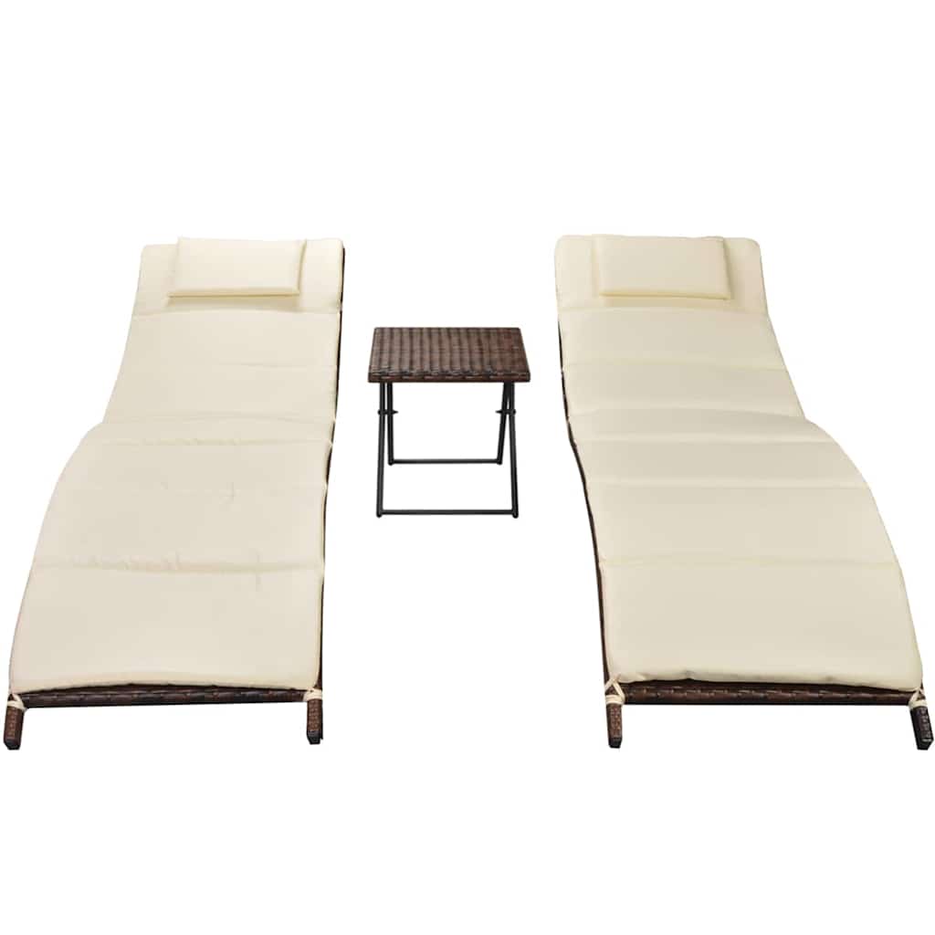 vidaXL 3-delige Loungeset inklapbaar poly rattan grijs