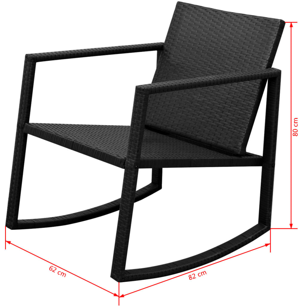 vidaXL 3-delige Bistroset poly rattan zwart