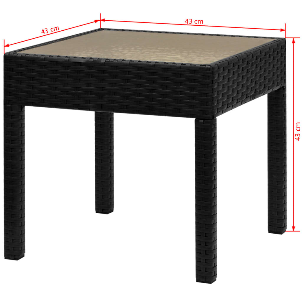 vidaXL 3-delige Bistroset poly rattan zwart