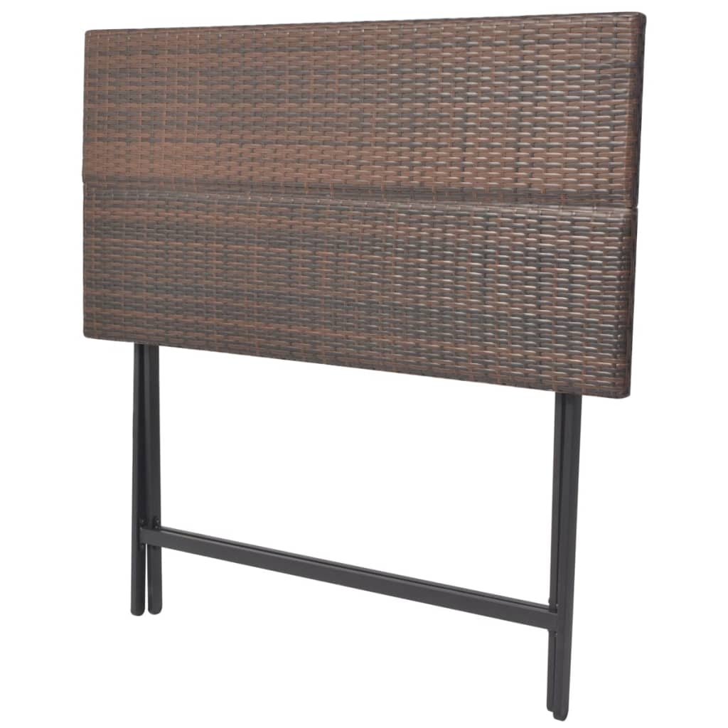 vidaXL 7-delige Tuinset inklapbaar staal poly rattan bruin