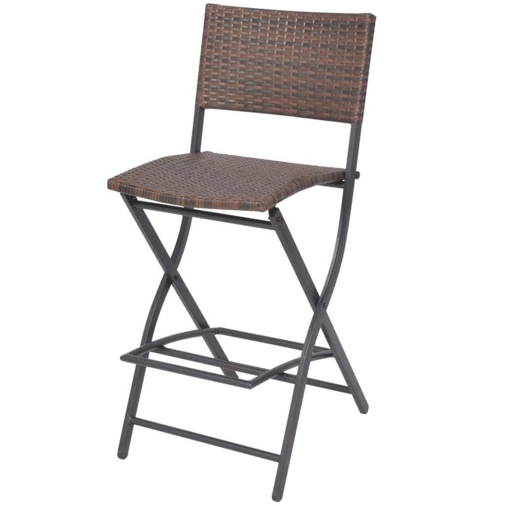 vidaXL 7-delige Tuinset inklapbaar staal poly rattan bruin