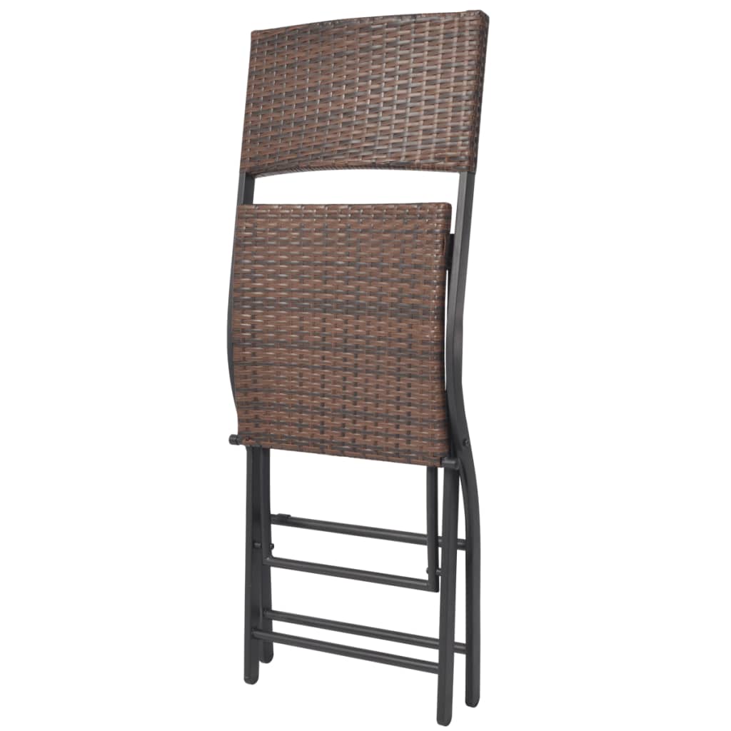vidaXL 7-delige Tuinset inklapbaar staal poly rattan bruin
