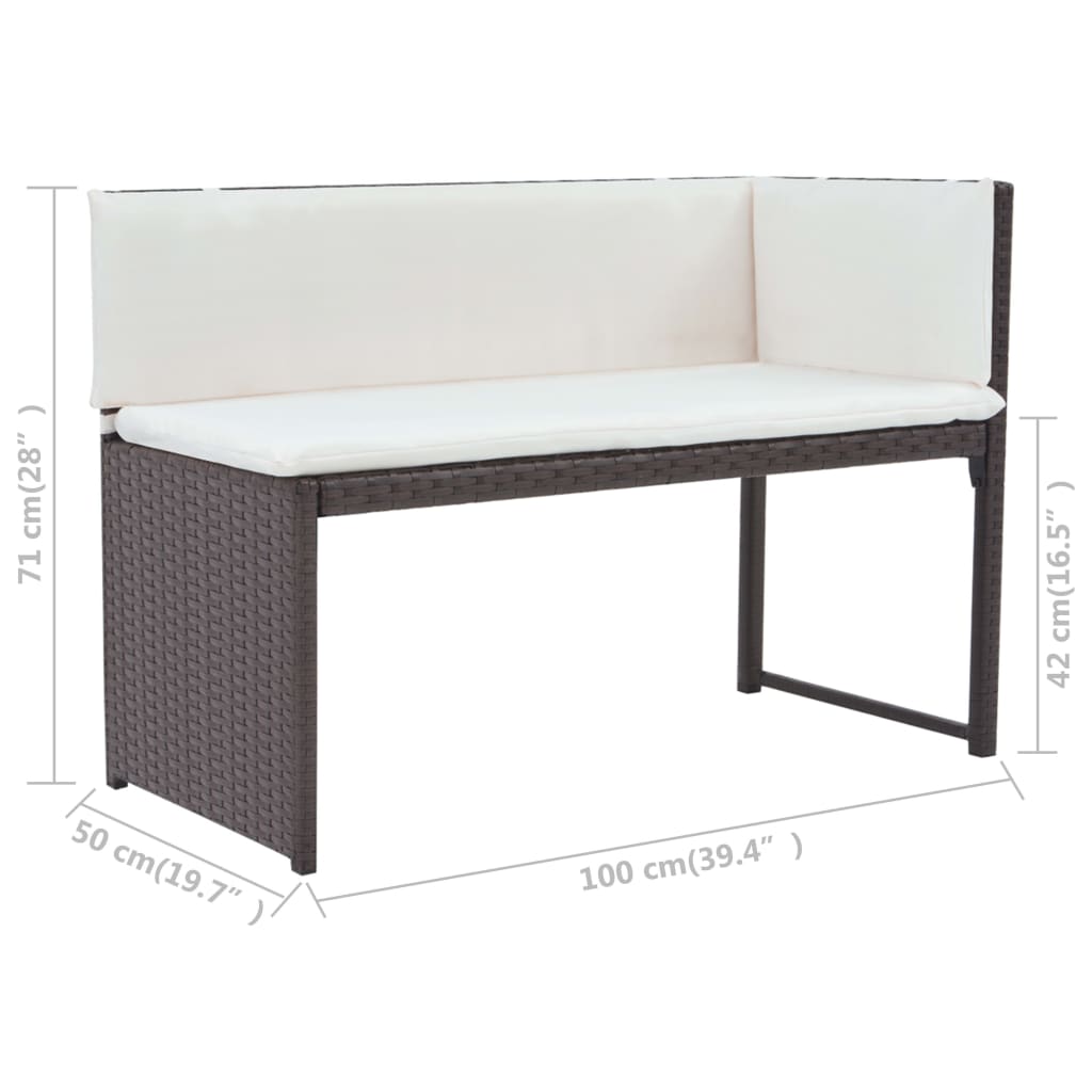 vidaXL 5-delige Tuinset staal poly rattan bruin