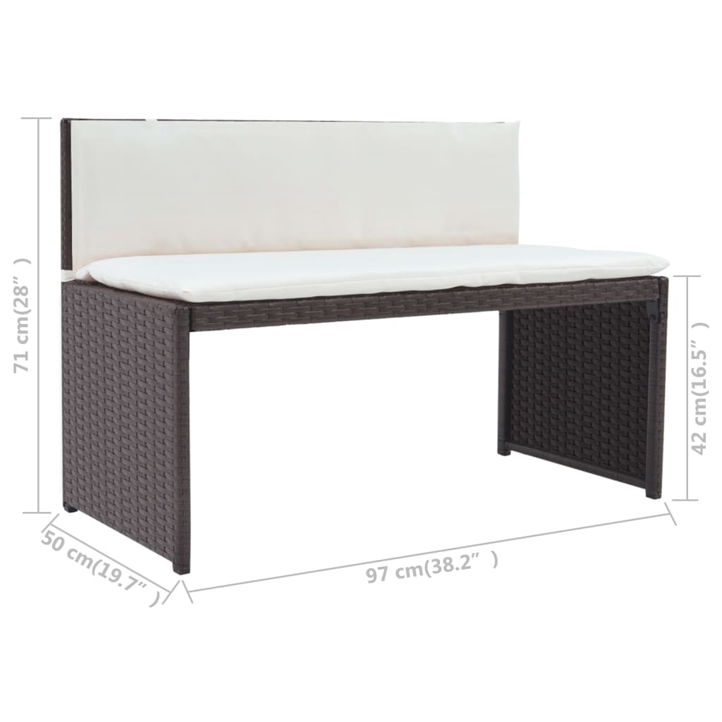 vidaXL 5-delige Tuinset staal poly rattan bruin