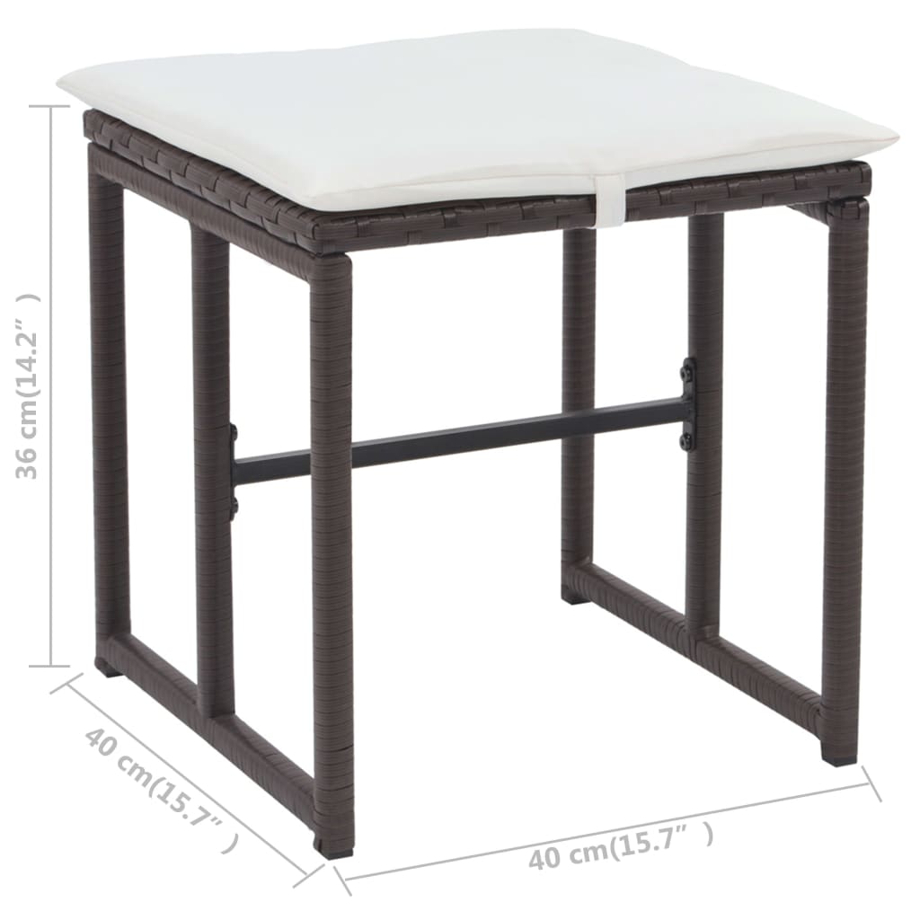 vidaXL 5-delige Tuinset staal poly rattan bruin