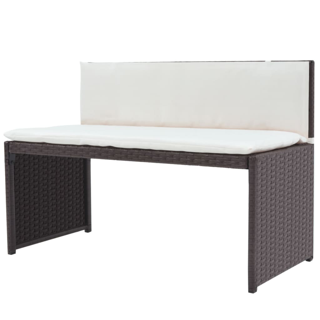 vidaXL 5-delige Tuinset staal poly rattan bruin