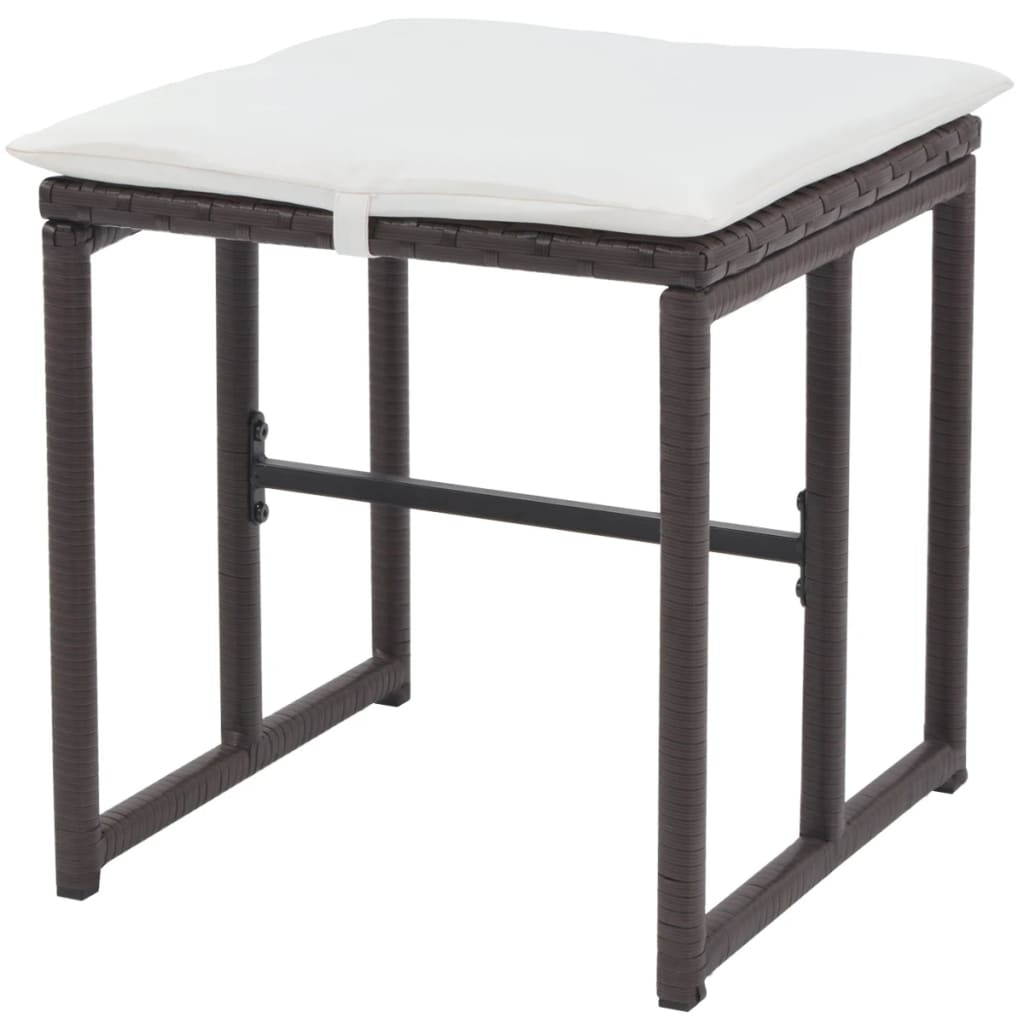 vidaXL 5-delige Tuinset staal poly rattan bruin