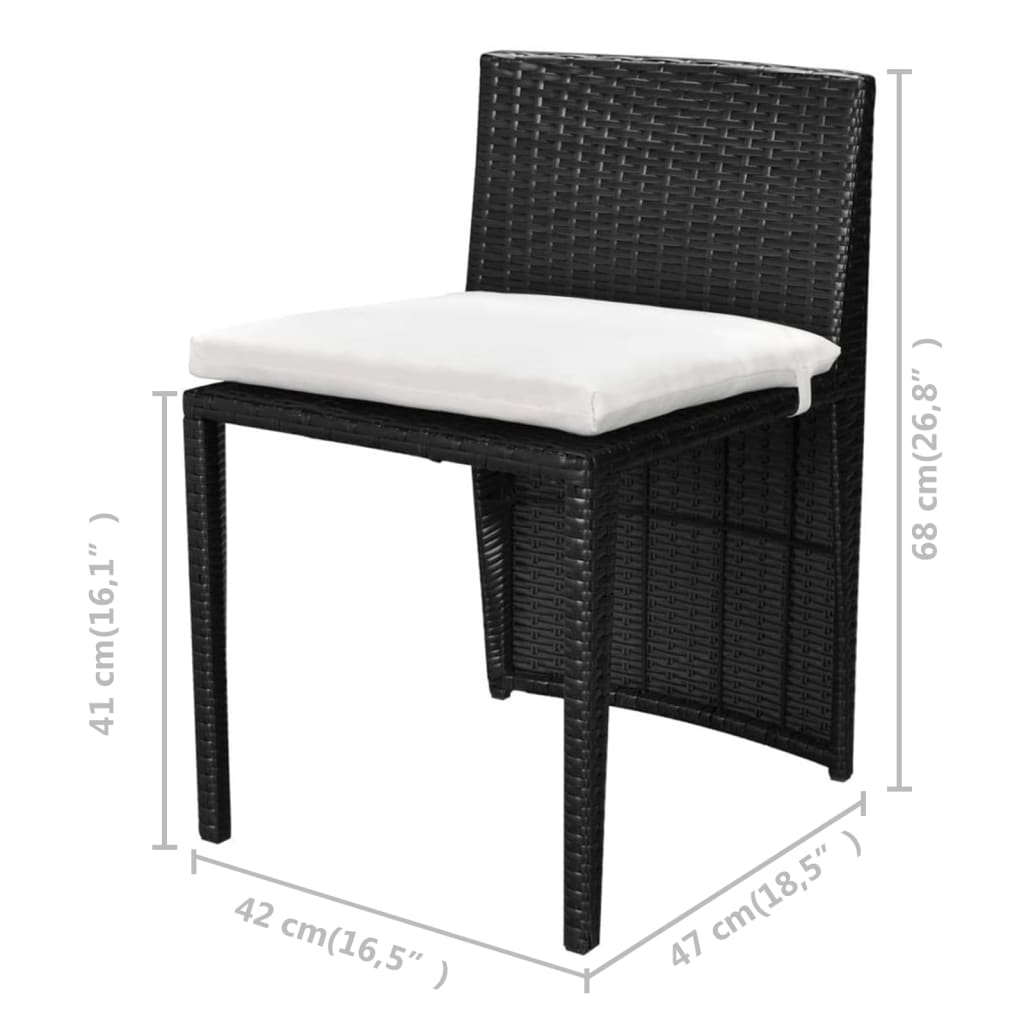 vidaXL 3-delige Bistroset met kussens poly rattan bruin