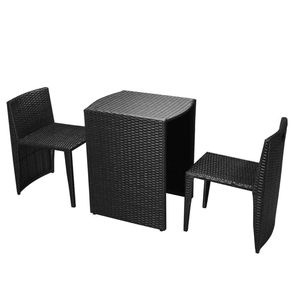 vidaXL 3-delige Bistroset met kussens poly rattan bruin