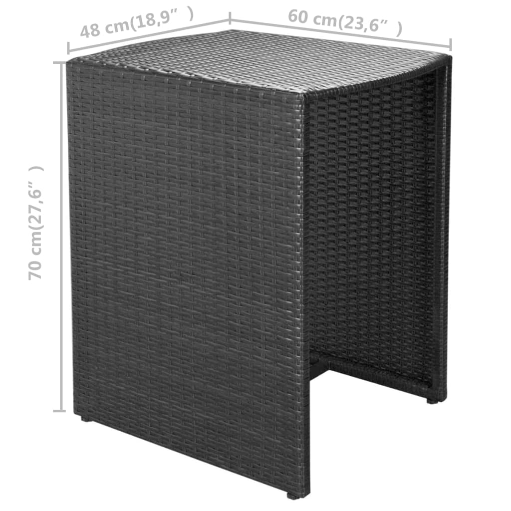 vidaXL 3-delige Bistroset met kussens poly rattan bruin