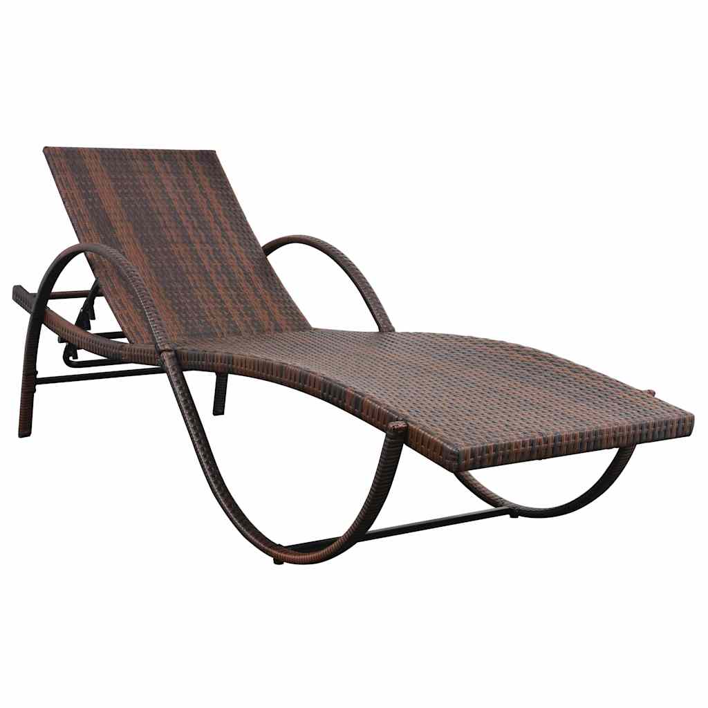 vidaXL Ligbed met kussen poly rattan zwart