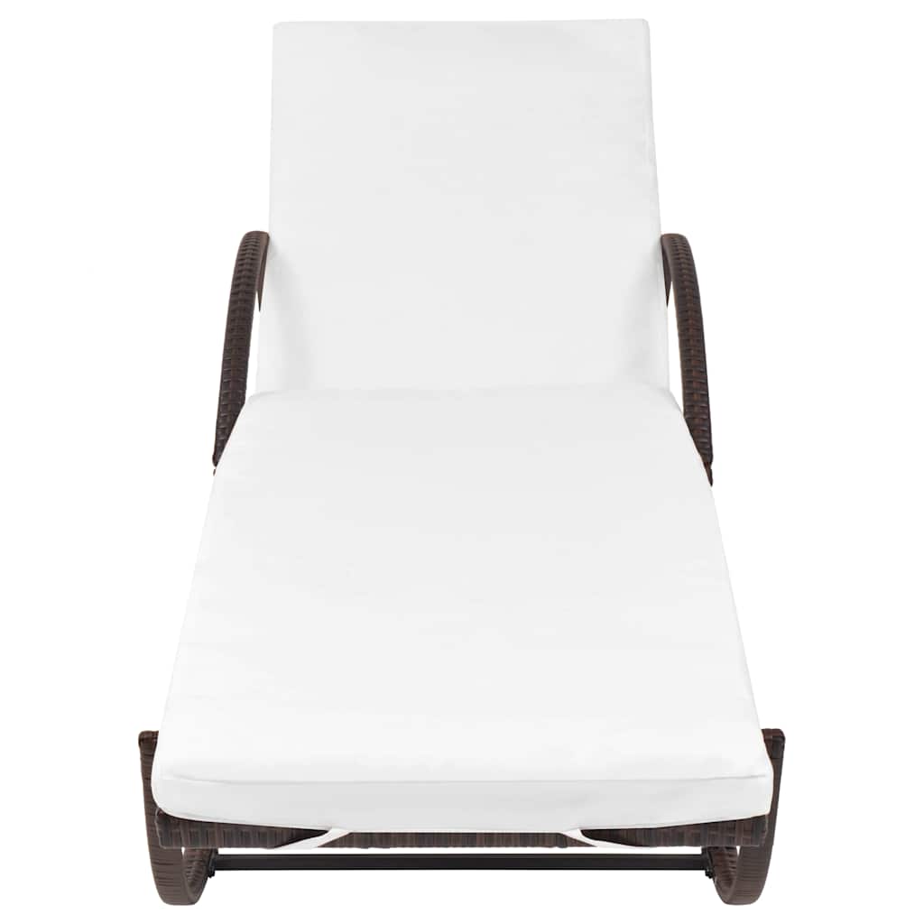 vidaXL Ligbed met kussen poly rattan zwart