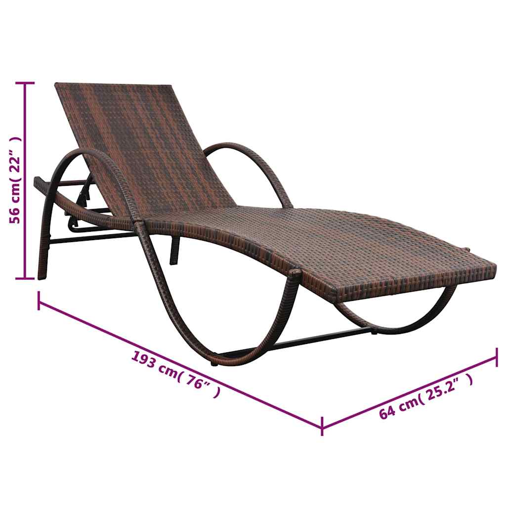 vidaXL Ligbed met kussen poly rattan zwart