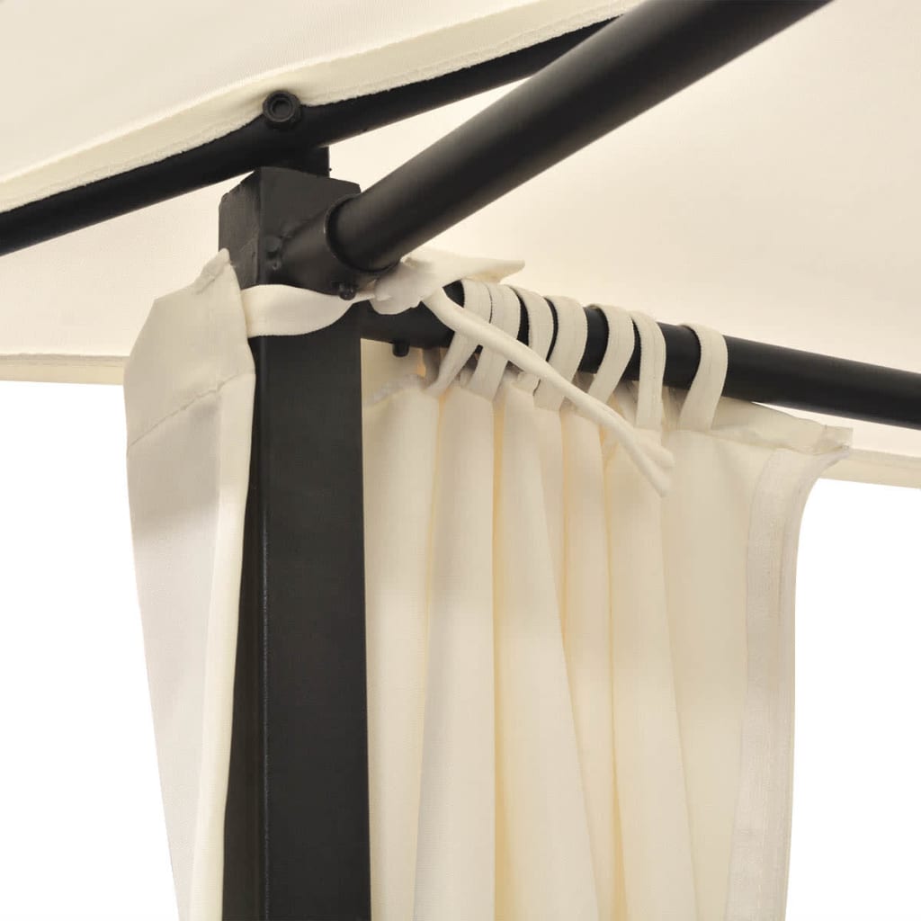 vidaXL Ligbed tweepersoons met gordijn poly rattan zwart - Aashly